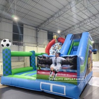 Structure gonflable combinée avec toboggan sur le thème du football, en PVC écologique, pour 10 enfants, garantie 2 ans, Funcity