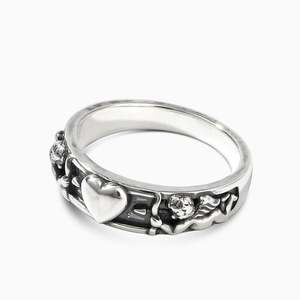 Anillo de Plata de Ley con Forma de Corazón y Flecha de Cupido Jeulia con Circonita y Perla - Product Image 3