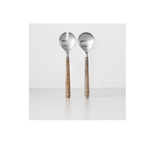 Juego de cubiertos para servir ensaladas con nuevo diseño de hojas con color dorado para el hogar a un precio razonable juego de cubiertos de hojas para mesa - Product Image 3