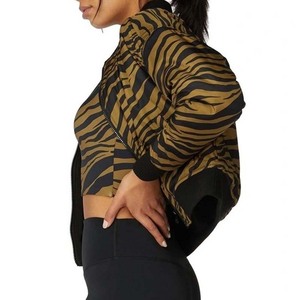 Chaqueta recortada para mujer al por mayor, chaquetas de primavera personalizables para mujer, chaqueta bomber de manga larga con cremallera, totalmente personalizada - Product Image 3