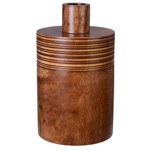 Vase à pied antique en bois de manguier fait main, élégant et écologique, sculpté à la main, pour décoration d'intérieur, cadeaux - Product Image 5