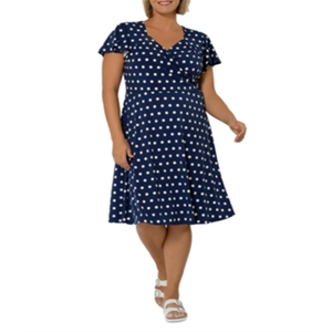 Abito Casual Leota Plus con Stampa Floreale Taglia 1X Blu Traspirante e con Vita Naturale - Product Image 1