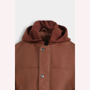 Veste en cuir classique décontractée pour enfants, col montant, garçons et filles, vêtements d'extérieur durables pour l'hiver, imperméable, respirant, vente en gros OEM - Product Image 2