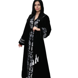Vestido de tela de alta calidad para mujer, vestido bordado a la moda de manga larga, talla libre, informal, con cinturón - Product Image 1