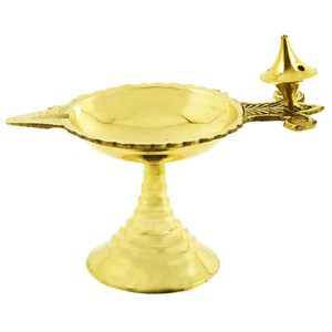 Venta caliente latón indio Pooja Diya Aleación de Metal Ambose profundo hecho a mano indio grabado diseño latón indio Pooja Diya Metal - Product Image 6