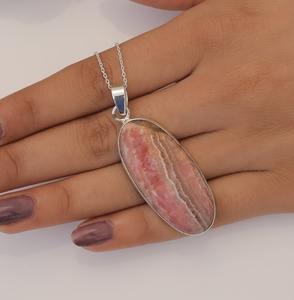 925 plata esterlina hecha a mano piedra preciosa Rhodo Chrosite Spinner colgante 925 sólido estampado diseñador boda regalo tendencia joyería - Product Image 3