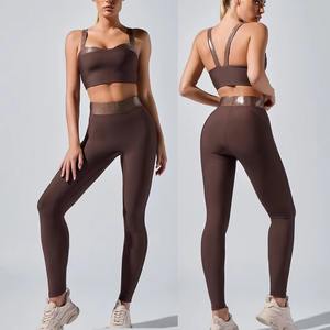 Conjuntos de Yoga para Mujer, Conjuntos Deportivos de 2 Piezas, Conjuntos de Yoga sin Costuras con Efecto Deslavado, Pantalones Cortos y Top Corto, Conjunto de Ropa Deportiva para Gimnasio - Product Image 1