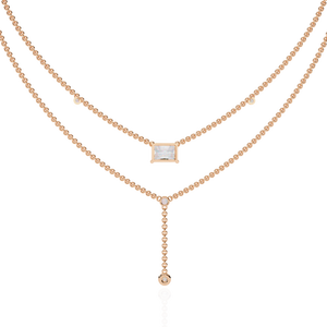 สร้อยคอทองคำ 18K สำหรับสุภาพสตรี ประดับเพชรเพาะเลี้ยง สวยงาม - Product Image 2