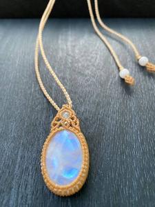 Collier tendance vintage en macramé avec chaîne à maillons, mélange de pierres rondes de 15 à 20 mm, argent, cadeau de mariage unisexe, dernière arrivée - Product Image 6