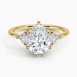 แหวนทองแข็ง10K 14K 18K ประดับเพชรสำหรับใส่ได้ทั้งชายหญิงรูปตัดลูกแพร์ขนาด1-3กะรัต - Product Image 1