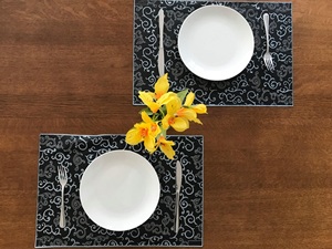 Ensemble de table à manger de luxe avec napperons rectangulaires en lin attrayants et faciles à nettoyer Produit en vrac élégant et lavable - Product Image 2