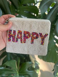 Organisateur de maquillage multifonctionnel et porte-monnaie pour femmes, dernier cri, fermeture éclair, tissu en toile fait à la main avec des perles - Product Image 3