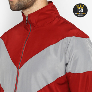 Mock Collar Contraste Rojo Gris Color Cremallera completa Entrenamiento para adultos Ropa deportiva Chándales de diseño único de la más alta calidad - Product Image 6
