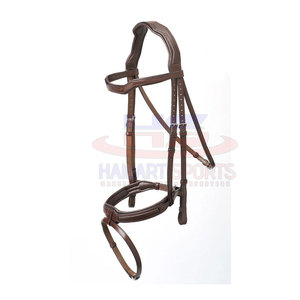 High Quality Genuine Horse Leather Bridle Anatomic Dressage Snaffle Adjustable for Riding and Racing Wholesale - Product Image 3