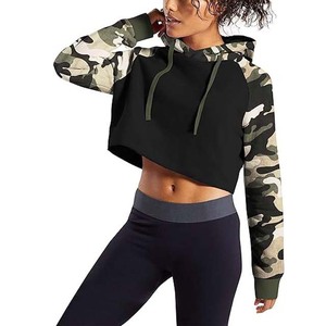 Sweat à capuche court de qualité supérieure tissu respirant à manches longues conception haut court à capuche tenue décontracté utiliser sweat à capuche confortable pour les femmes - Product Image 6