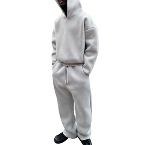 100% algodón 500Gsm pulóver chándal trajes de sudor hombres transpirables sudaderas con capucha chándal holgado pantalones de chándal de gran tamaño conjunto hombro caído - Product Image 6