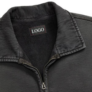 Sudadera con capucha de algodón prémium para hombre, de felpa francesa, con cremallera de un cuarto, de alto gramaje, personalizable, antiarrugas, para primavera - Product Image 4