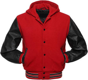 Escuela secundaria OEM personalizado hombres 100% cuerpo de lana cálido invierno béisbol estilo dos tonos mangas de cuero Chenille bordado Varsity chaqueta - Product Image 2