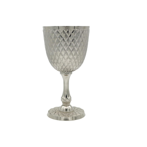 Vintage Style Brass Goblet <b>Cup</b> | Silver Finish Handmade Chalice Textured Design | Elegant Table Decor Premium Serveware Gift - Product Image 1