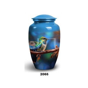 นกฮัมมิงเบิร์ดสีฟ้าบนกิ่งไม้โกศสำหรับขี้เถ้าของแม่ & พ่อสำหรับผู้ใหญ่ขี้เถ้าโกศฝังโกศสำหรับผู้ใหญ่ขี้เถ้ากระดูกมนุษย์ - Product Image 1