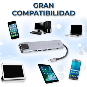 Hub USB 3.0 ad Alta Velocità con 8 Porte e Uscita Tipo C, Funzione Doppio Monitor, Trasferimento Dati, Realizzato in Lega di Alluminio, Disponibile - Product Image 6