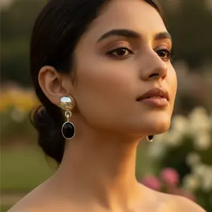 Pendientes de Plata 925 con Ónix en Forma de Gota para Mujer, Accesorio de Moda para Uso Diario - Product Image 2