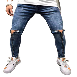 Pantalones vaqueros ajustados de color liso para hombre, Pantalones vaqueros de la mejor calidad con tarifa al por mayor para hombre - Product Image 3