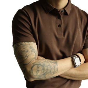 Personalización Logo Bordado Color café Personalizado Hombres Verano Manga corta Botón de solapa Casual Moda Polo Ajuste regular - Product Image 4