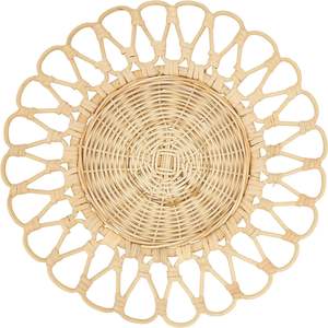 Set of 4 15-Inch <b>Round</b> Vintage <b>Tablemats</b> Hand-Braided Natural Beige Placemats for Kitchen & Dining 5mm Thickness Rug Mats - Product Image 1