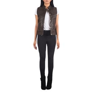 Chaleco de Cuero Acolchado sin Mangas para Mujer, de Alta Calidad, Casual, para Invierno, con Forro de Algodón, Impermeable, Venta Caliente de Fábrica - Product Image 5