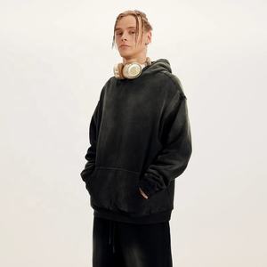 Sweats à capuche unisexes vente en gros sans cordon de serrage impression personnalisée broderie logo coton épaule tombante pull à capuche poids lourd - Product Image 3