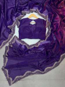 Saree modeste en soie de qualité supérieure avec de la dentelle de diamant lourd et un travail de coupe de chemisier parfait pour toutes les occasions - Product Image 4