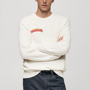 เสื้อสเวตเตอร์คอกลมของผู้ชายเสื้อถักแขนยาวปักโลโก้ตามสั่งผลิตได้ตาม2025 - Product Image 3