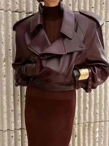 Outerwear Leather and Leather Jackets Women Luxury Clothing New Genuine Leather Cropped Jackets Coats Short Coats - Product Image 6