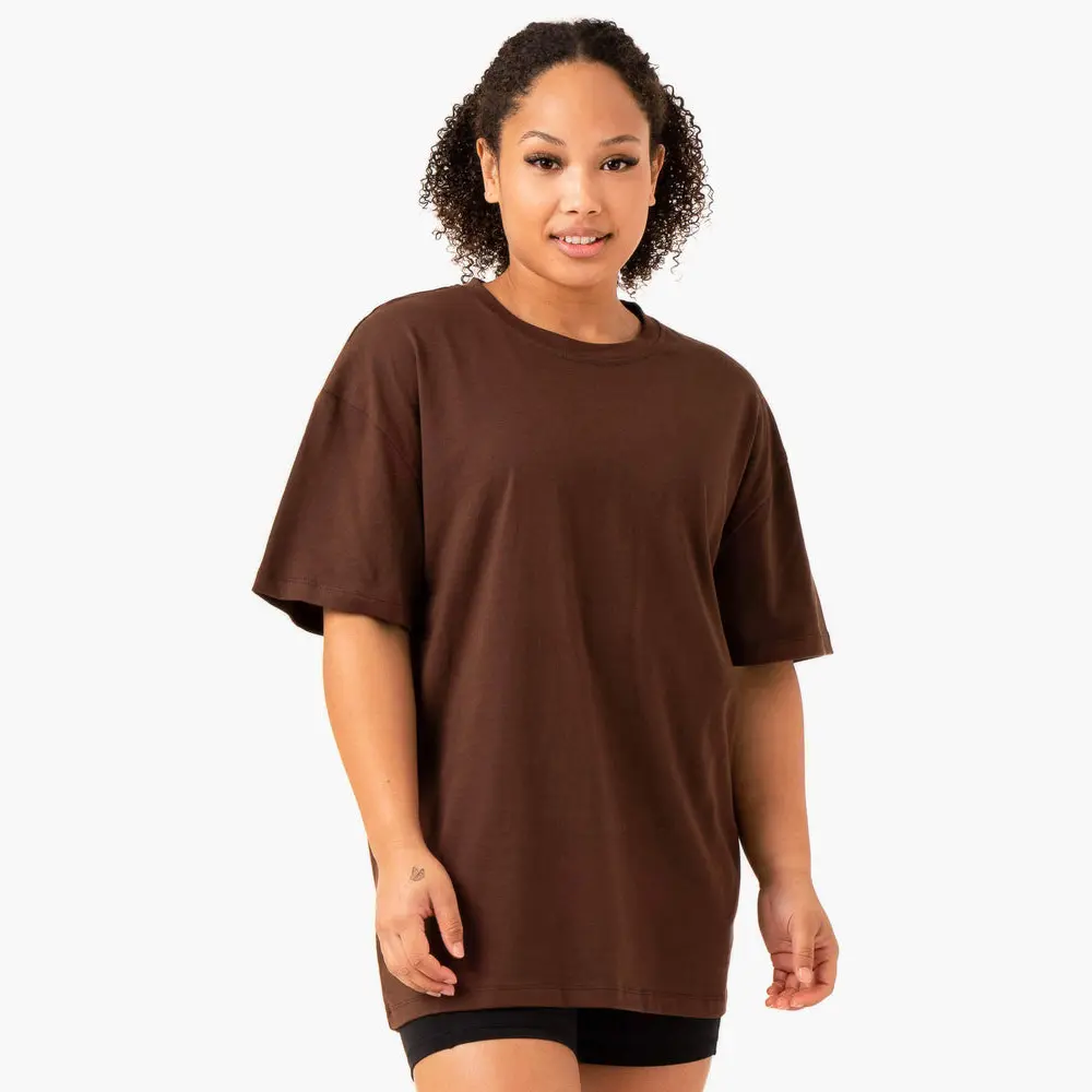 वसंत गर्मियों नई शैली हैवीवेट 100% कपास जर्सी ढीला कस्टम महिलाओं विंटेज Oversized टी शर्ट
