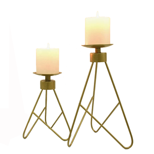 Bougeoir décoratif de conception géométrique Bougeoir en métal Bougeoirs de table de luxe dorés faits à la main Hot Selling - Product Image 1