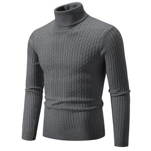 Jersey de cuello alto para hombre, suéter de punto, 100% de algodón, ropa cálida informal de invierno, nueva tendencia, teñido liso - Product Image 6