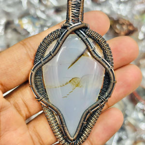 Pendentif en pierre naturelle Cabochon bijoux en cristal collier de pierres précieuses enroulé en fil de cuivre pendentif en cristal enroulé en fil de forme mixte - Product Image 1