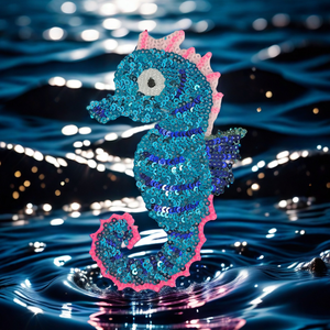 Beach Seahorse Sequin Iron-On Patch for Apparel Accessories - Product Image 1