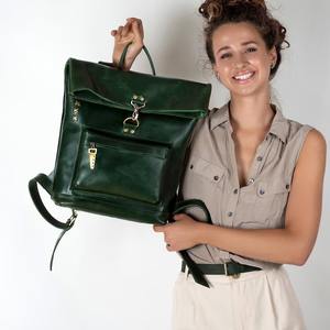 กระเป๋าเป้สะพายหลังหนังแท้สำหรับเดินทางใช้ได้ทั้งชายและหญิงทำจากหนังแท้สีน้ำตาลสไตล์วินเทจ - Product Image 2