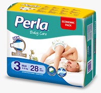 Couches jetables PERLA Twin pour bébés, haute qualité, côtés extra extensibles, feuille arrière respirante, barrière anti-fuites, matériau en pâte fluff