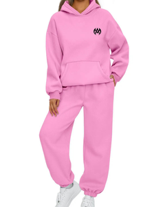 Conjunto de ropa deportiva informal para mujer Sudadera con capucha LongWinter Nuevo estilo Cómodo Conjunto de ropa deportiva sólida de peso pesado - Product Image 1