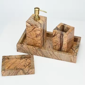 Ensemble de salle de bain élégant fait main en résine accessoires de vanité élégants porte-savon porte-brosse à dents plateau de gobelet décor moderne et élégant - Product Image 3