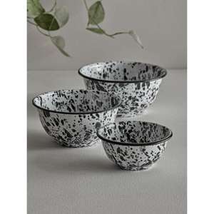 Juego de 3 Tazones de Esmalte para Servir Alimentos, Diferentes Colores, Tazón de Esmalte de Alta Calidad, Tazones de Metal Reutilizables para Ensalada, Aptos para Lavavajillas, Sostenibles - Product Image 3