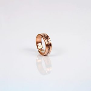 Premium Solid <b>Copper</b> <b>Magnetic</b> Therapy Ring With Rosette Pattern Wellness Accessory Adjustable Fit For Everyday Wear - Product Image 5