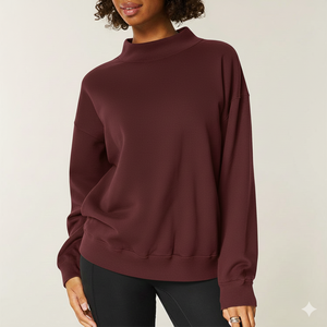 Sweat-shirt à col montant réversible surdimensionné personnalisé, poids lourd, sweat-shirt à col montant pour femmes, logo personnalisé - Product Image 1