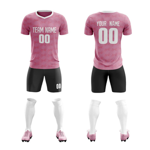 Maillots de football personnalisés de haute qualité, ensembles de maillots de football sublimés, 100% polyester respirant, manches courtes, col en V - Product Image 3