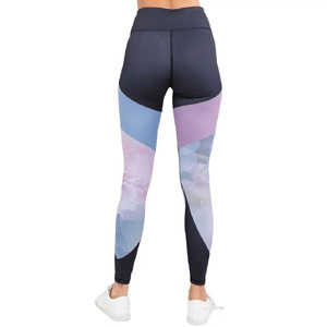 Leggings de yoga taille haute bicolores, longueur intégrale, extensibles dans quatre directions, en Spandex et Polyester, pour femmes - Product Image 2