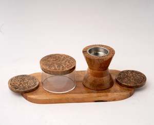 Brûleur d'encens en bois de manguier de luxe imprimé à la main Bakhoor Mubakhara pour la maison et l'usage religieux Lady Style imprimé - Product Image 2