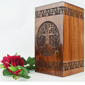 Urne en palissandre faite à la main pour cendres humaines Arbre de vie Design-Urne funéraire pour animaux de compagnie de qualité supérieure fabriquée à la main par des artisans - Product Image 1